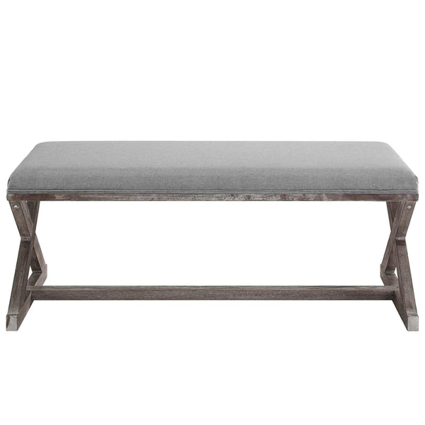 Modway Province Vintage French X-Brace Upholstered Fabric Bench | Stools & Benches | Modishstore-17