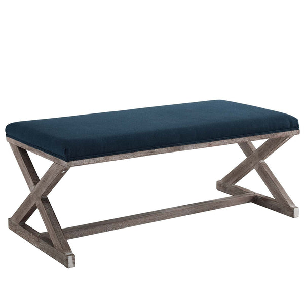 Modway Province Vintage French X-Brace Upholstered Fabric Bench | Stools & Benches | Modishstore-20