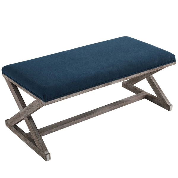 Modway Province Vintage French X-Brace Upholstered Fabric Bench | Stools & Benches | Modishstore-21