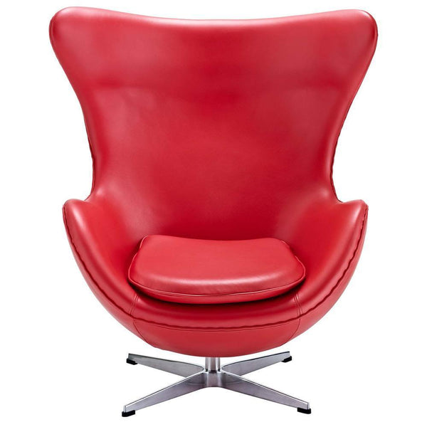Modway Glove Leather Lounge Chair - Red | Lounge Chairs | Modishstore-4