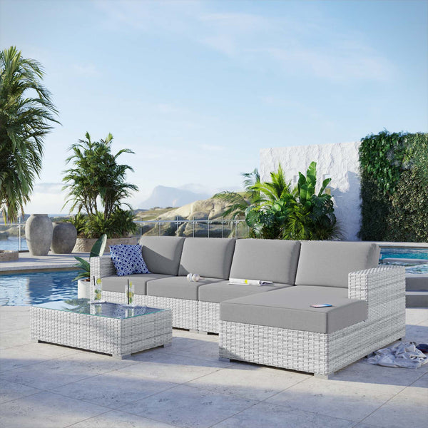 Modway Convene 4-Piece Outdoor Patio Sectional Set | Outdoor Sofas, Loveseats & Sectionals | Modishstore-5
