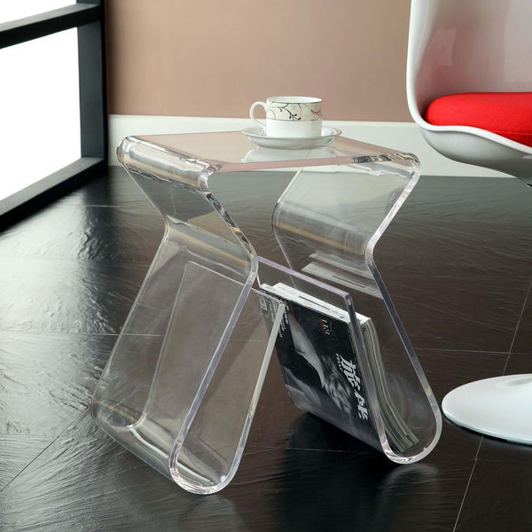 Modway Magazine Acrylic Side Table - Clear | End Tables | Modishstore