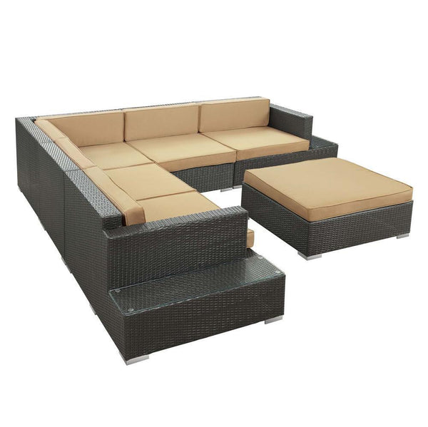 Modway Harbor 6 Piece Outdoor Patio Sectional Set | Outdoor Sofas, Loveseats & Sectionals | Modishstore-8