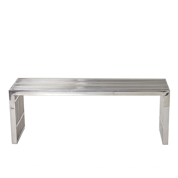 Modway Gridiron Medium Stainless Steel Bench - Silver | Stools & Benches | Modishstore-5