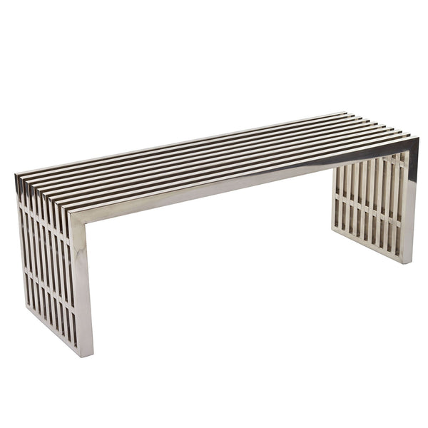 Modway Gridiron Medium Stainless Steel Bench - Silver | Stools & Benches | Modishstore-3