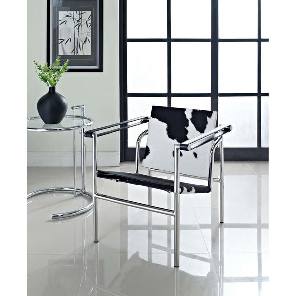 Modway Charles Pony Hide Lounge Chair - Black And White | Lounge Chairs | Modishstore