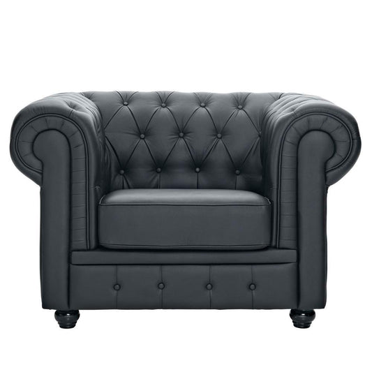 Modway Chesterfield Leather Armchair - Black | Armchairs | Modishstore
