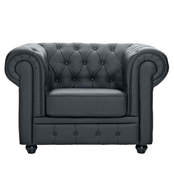 Modway Chesterfield Leather Armchair - Black | Armchairs | Modishstore