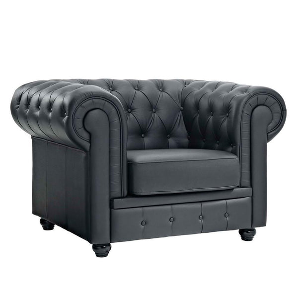 Modway Chesterfield Leather Armchair - Black | Armchairs | Modishstore-3