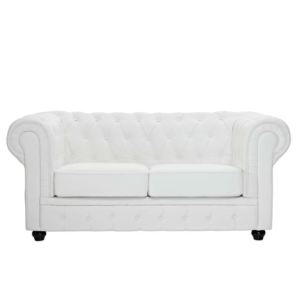Modway Chesterfield Leather Loveseat - White | Loveseats | Modishstore-2