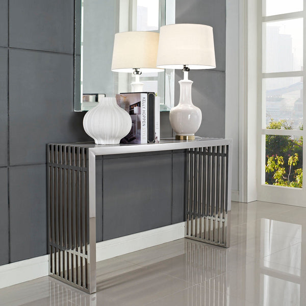 Modway Gridiron Console Table - Silver | Console Tables | Modishstore