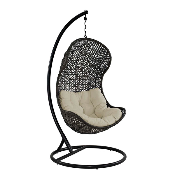 Modway Parlay Swing Outdoor Patio Fabric Lounge Chair - Espresso White | Outdoor Porch Swings | Modishstore-3