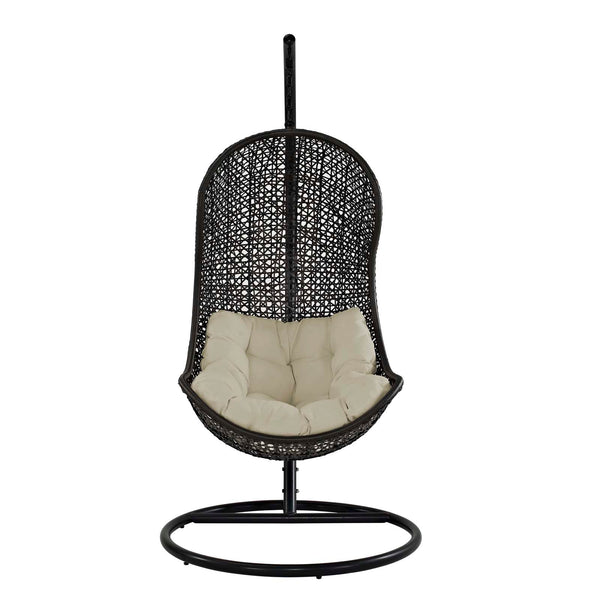 Modway Parlay Swing Outdoor Patio Fabric Lounge Chair - Espresso White | Outdoor Porch Swings | Modishstore-2