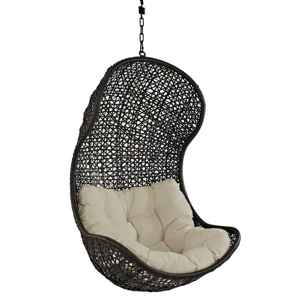Modway Parlay Swing Outdoor Patio Fabric Lounge Chair - Espresso White | Outdoor Porch Swings | Modishstore-4
