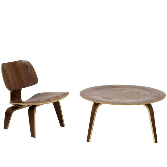 Modway Fathom 2 Piece Living Room Set - Walnut | Dining Sets | Modishstore