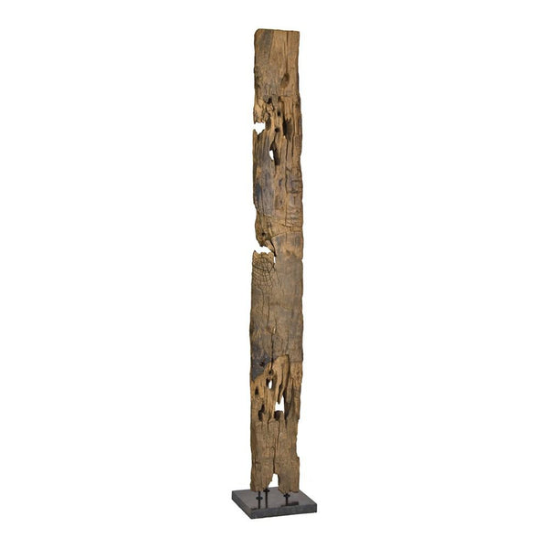 Moe's Home Collection Hand Carved Teak Wood Panels On Black Marble Stand | Modishstore | Sculptures