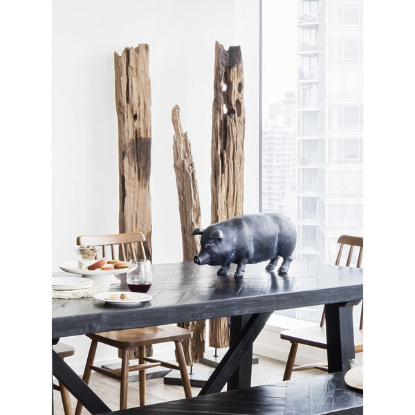 Moe's Home Collection Hand Carved Teak Wood Panels On Black Marble Stand | Modishstore | Sculptures-2