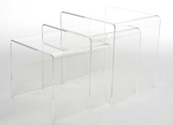 baxton studio acrylic nesting table 3 pc table set display stands | Modish Furniture Store-3