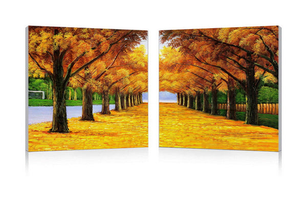 Baxton Studio Autumnal Boulevard Mounted Print Diptych | Modishstore | Wall Art