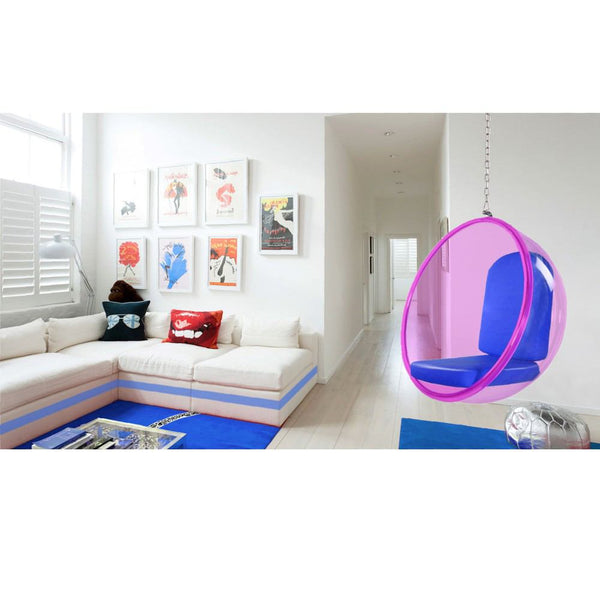 Fine Mod Imports Bubble Hanging Chair Pink Acrylic | Accent Chairs | Modishstore-3