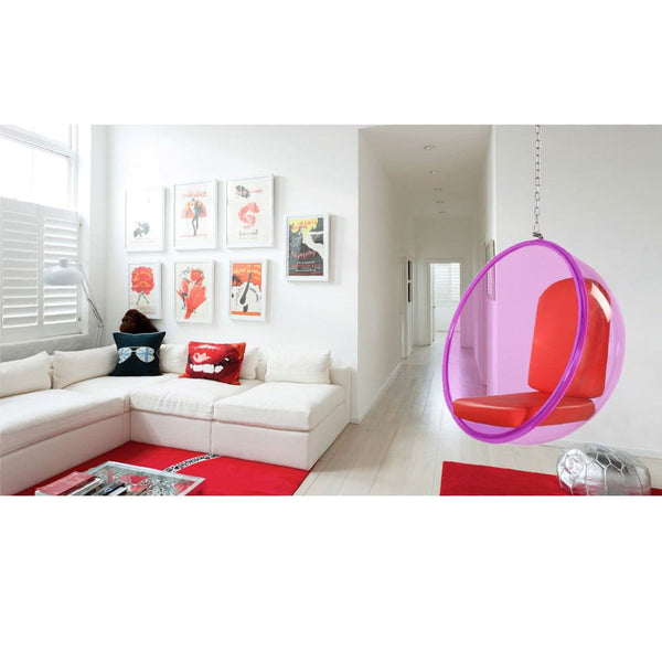 Fine Mod Imports Bubble Hanging Chair Pink Acrylic | Accent Chairs | Modishstore-5