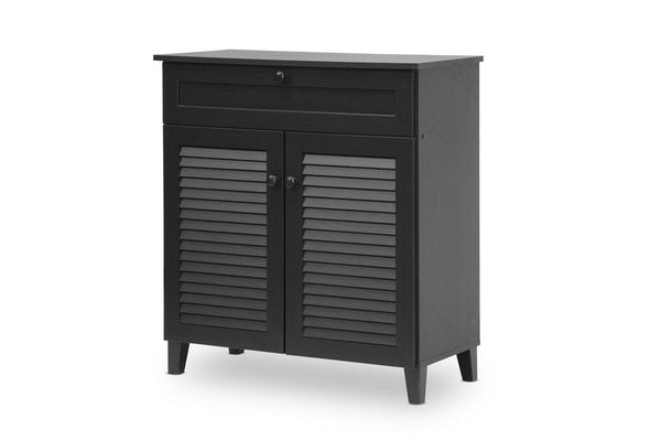 baxton studio calvin espresso shoe storage cabinet | Modish Furniture Store-2