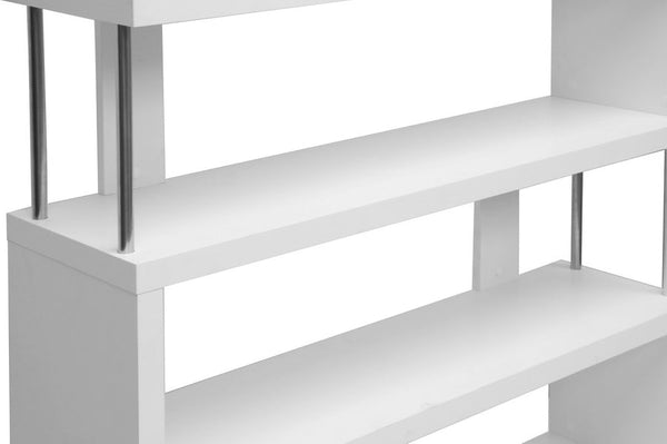 baxton studio barnes white six shelf modern bookcase | Modish Furniture Store-3