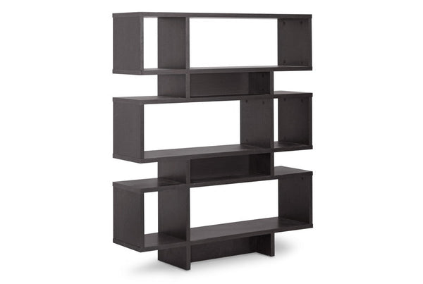 baxton studio cassidy 6 level dark brown modern bookshelf | Modish Furniture Store-2