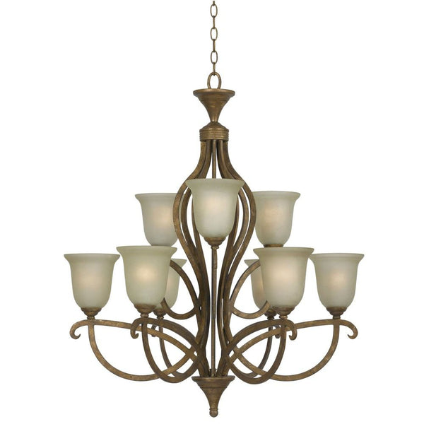 Cal Lighting FX-3512/6+3 Emmett Hand Forged Iron 9 Light Chandelier | Modishstore | Chandeliers