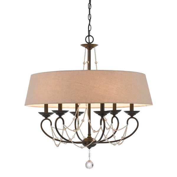 Cal Lighting FX-3532/6 6 Light Dawson Chandelier With Burlap Shade-2
