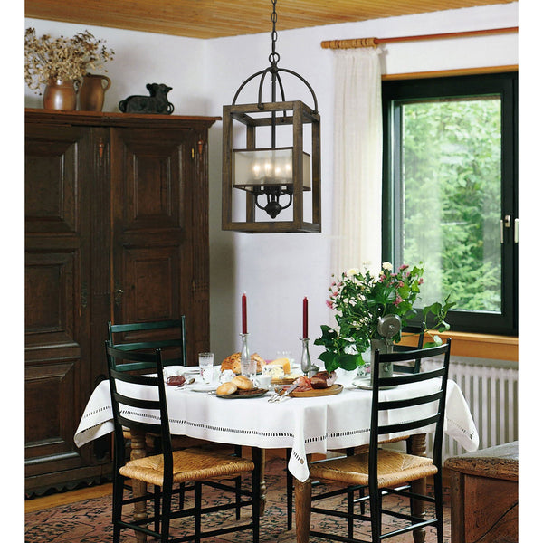 Cal Lighting FX-3536/4 4 Light Mission Wood/Metal Chandelier | Modishstore | Chandeliers