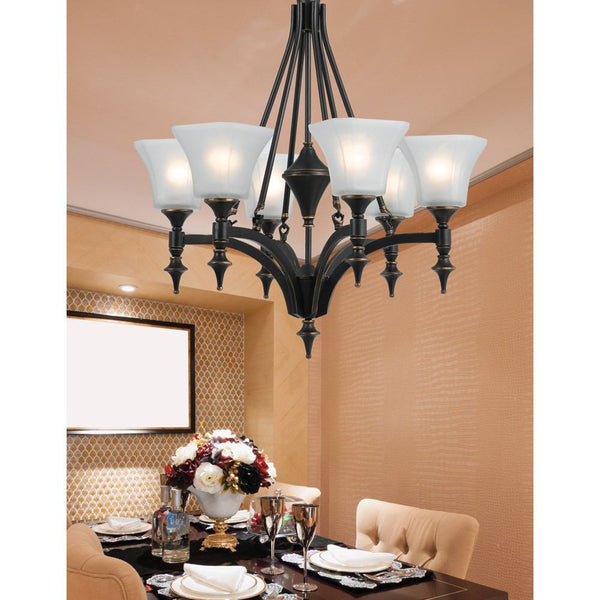 Cal Lighting FX-3541/6 6 Lights Rockwood Iron Chandelier | Modishstore | Chandeliers