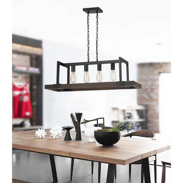 Cal Lighting FX-3586-4 60W X 4 Antonio Wood Chandelier | Modishstore | Chandeliers