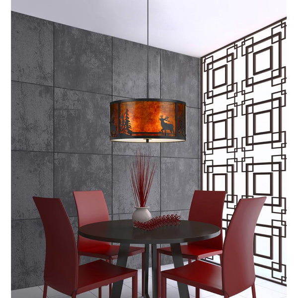 Cal Lighting FX-3616-1P 60W X 3 Deer Mica Fixture | Modishstore | Chandeliers