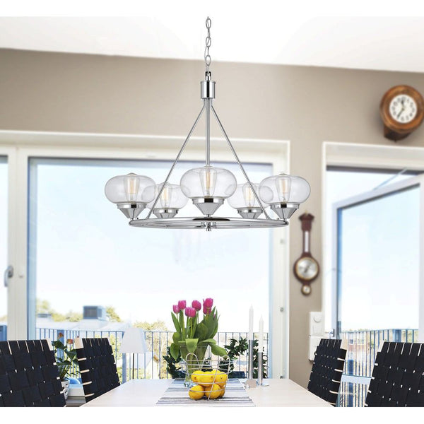 Cal Lighting FX-3624-5P Glass Chandelier | Modishstore | Chandeliers