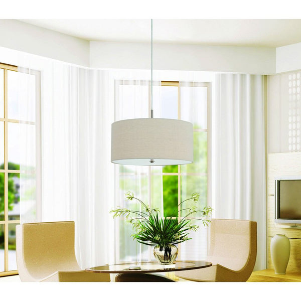 Cal Lighting FX-3628-1P 60W X 3 Addison Linen Drum Pendant | Modishstore | Pendant Lamps