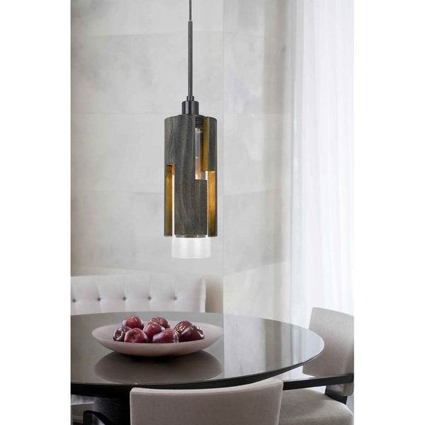 Cal Lighting FX-3641-1 60W Reggio Wood Pendant Glass Fixture | Modishstore | Pendant Lamps