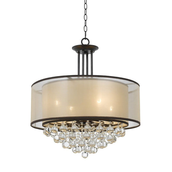 Cal Lighting FX-3644-4 Tiffin Double Shade Chandelier With Crystals | Modishstore | Chandeliers
