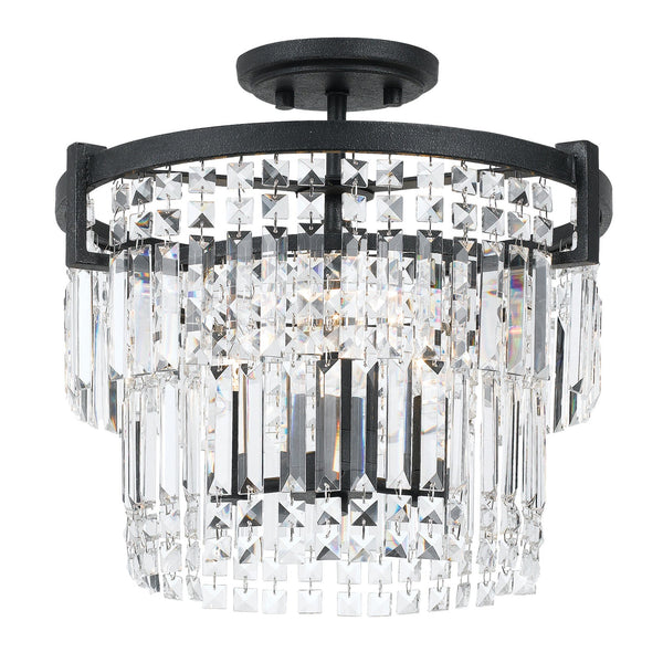 Cal Lighting FX-3647-3 Murdo Crystal Semi Flush Mount/Drop Pendant Dual Function Fixture-2