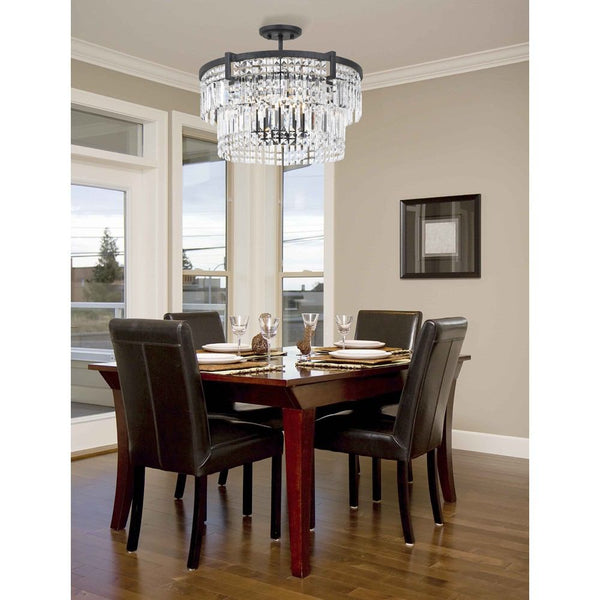Cal Lighting FX-3647-5 Murdo Crystal Semi Flush Mount/Drop Pendant Dual Function Fixture | Modishstore | Ceiling Lamps