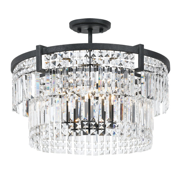 Cal Lighting FX-3647-5 Murdo Crystal Semi Flush Mount/Drop Pendant Dual Function Fixture-2
