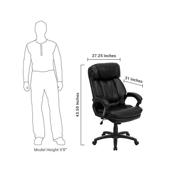 Flash Furniture GO-1097-BK-LEA-GG High Back Black Leather Executive Swivel Office Chair | Office Chairs | Modishstore-5