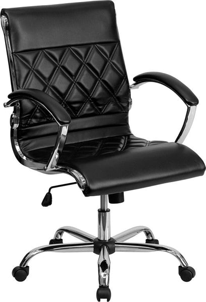Flash Furniture Mid-Back Designer Black Leather Executive Swivel Office Chair With Chrome Base | Office Chairs | Modishstore