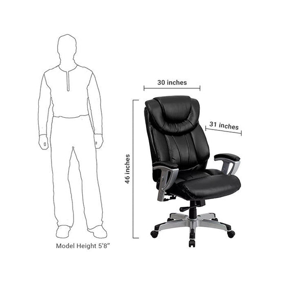 Flash Furniture GO-1534-BK-LEA-GG Hercules Series Black Leather Executive Swivel Office Chair With Adjustable Arms | Office Chairs | Modishstore-5
