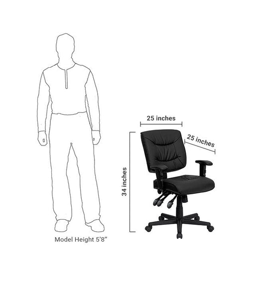 Flash Furniture Low Back Black Leather Multi-Functional Swivel Task Chair With Height Adjustable Arms | Office Chairs | Modishstore-5