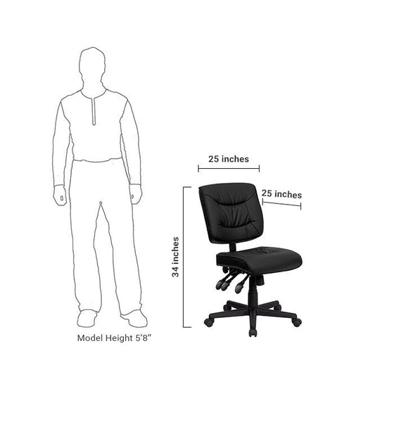Flash Furniture Low Back Black Leather Multi-Functional Swivel Task Chair | Office Chairs | Modishstore-5