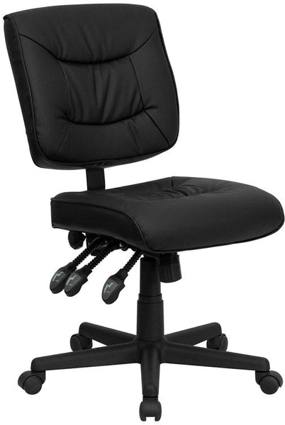 Flash Furniture Low Back Black Leather Multi-Functional Swivel Task Chair | Office Chairs | Modishstore