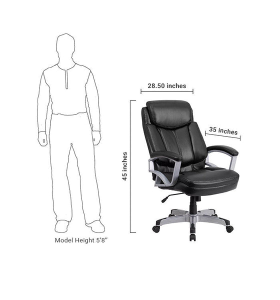 Flash Furniture GO-1850-1-LEA-GG Hercules Series Black Leather Executive Swivel Office Chair with Arms | Office Chairs | Modishstore-5