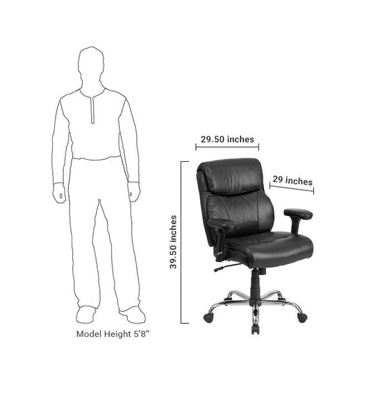 Flash Furniture GO-2031-LEA-GG Hercules Series, Black Leather Swivel Task Chair with Adjustable Arms | Office Chairs | Modishstore-5