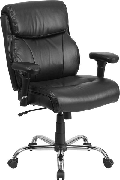 Flash Furniture GO-2031-LEA-GG Hercules Series, Black Leather Swivel Task Chair with Adjustable Arms | Office Chairs | Modishstore